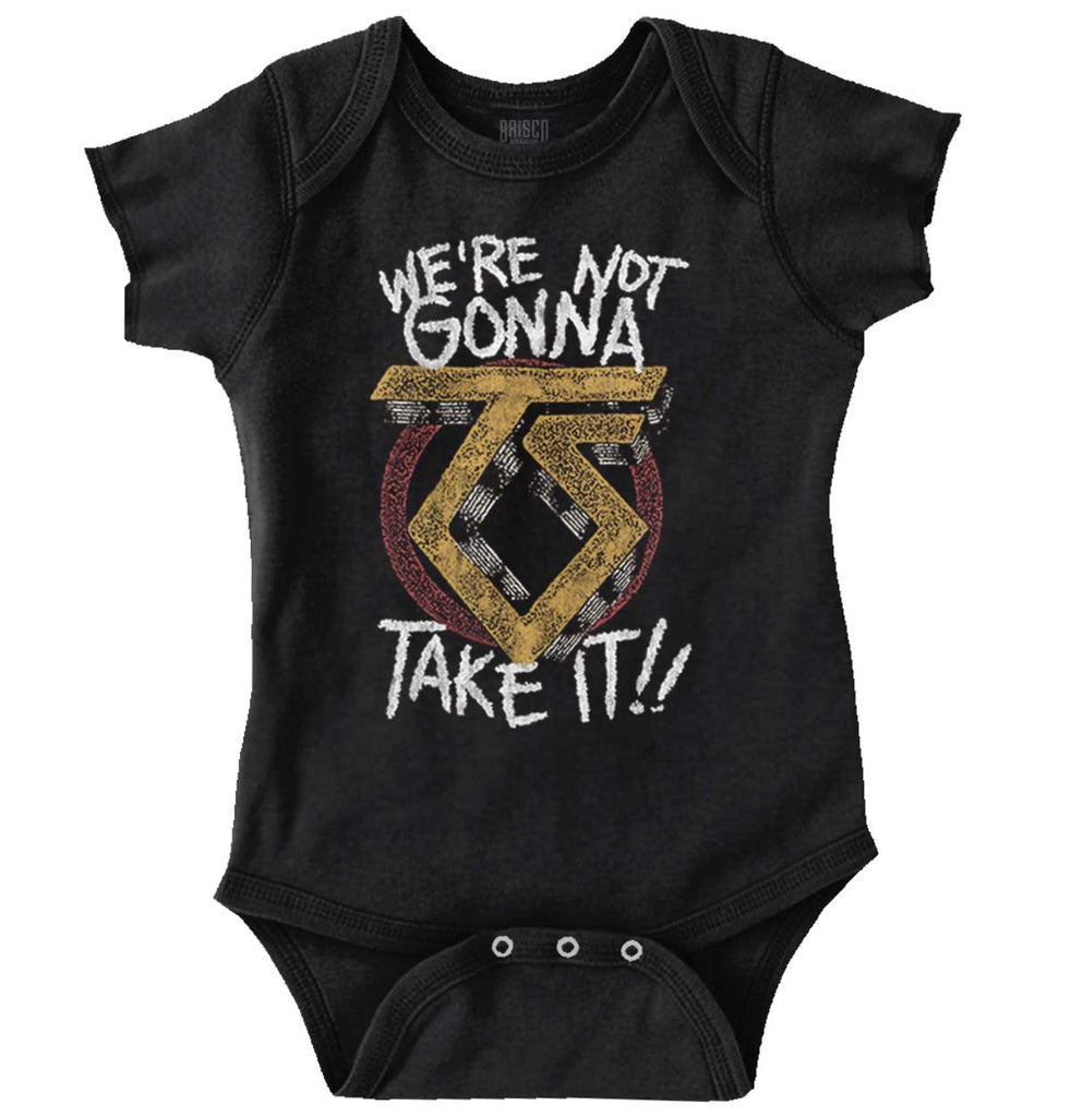 We're Not Gonna Take It Romper Bodysuit-Direct To Garment Print-Brisco Baby