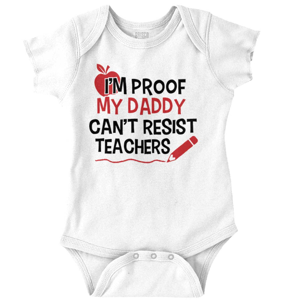 Cant Resist Teachers Romper Bodysuit-Direct To Garment Print-Brisco Baby