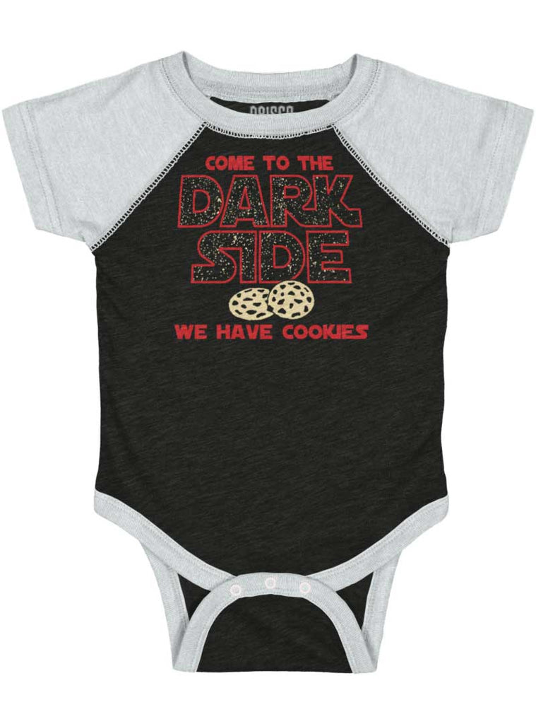 Come To The Dark Side Raglan Romper Bodysuit-Direct To Garment Print-Brisco Baby