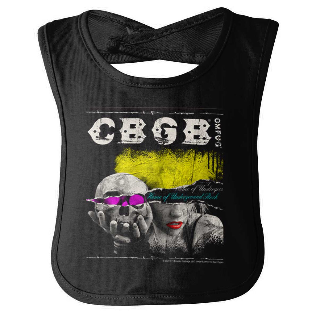 CBGB Underground Infant Baby Bib-Direct To Garment Print-Brisco Baby