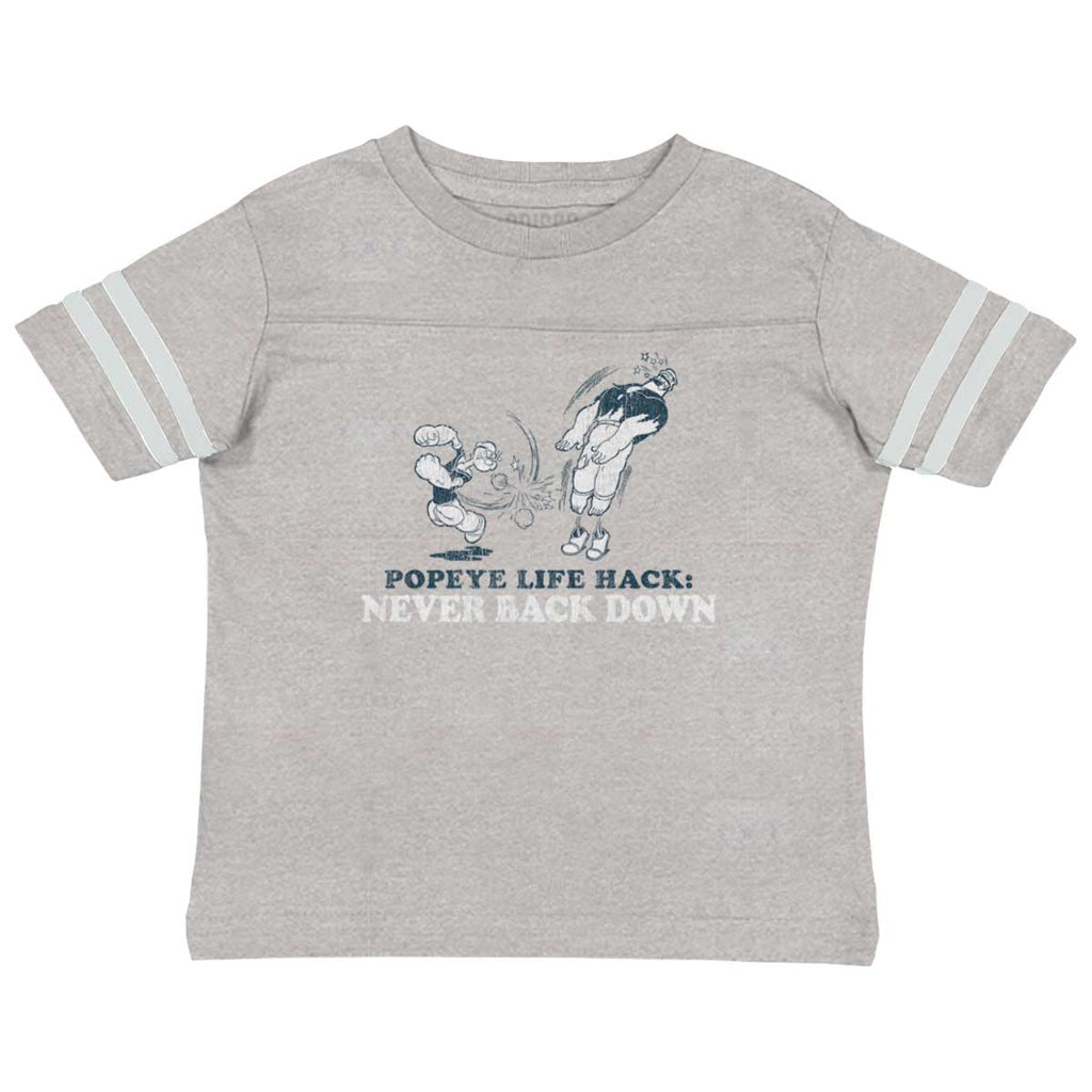 Never Back Down Toddler Football Jersey Tee-Direct To Garment Print-Brisco Baby