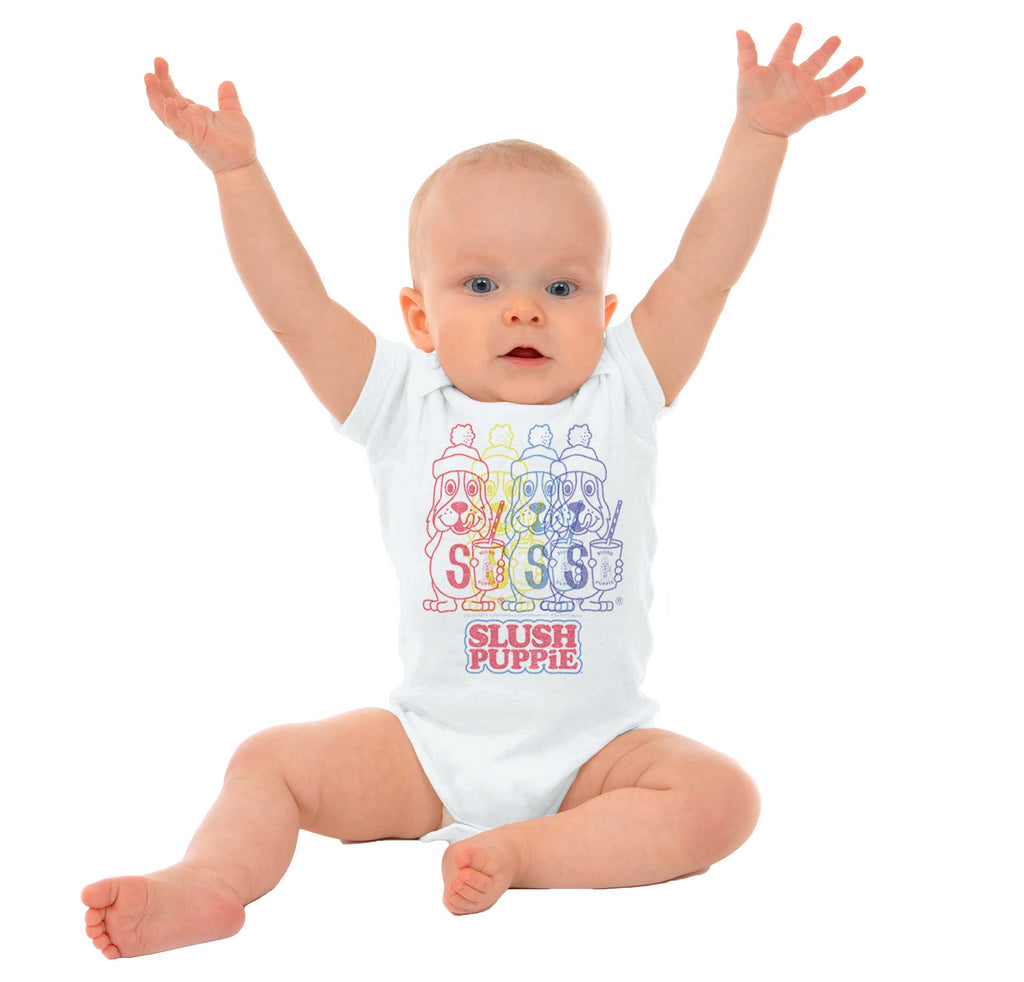 Rainbow Puppie Romper Bodysuit-Direct To Garment Print-Brisco Baby