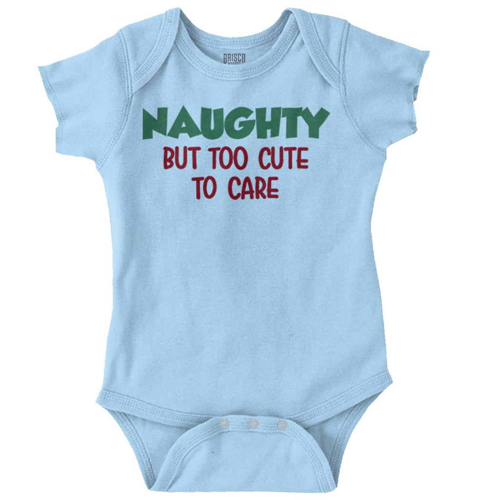 Naughty Too Cute To Care Romper Bodysuit-Direct To Garment Print-Brisco Baby