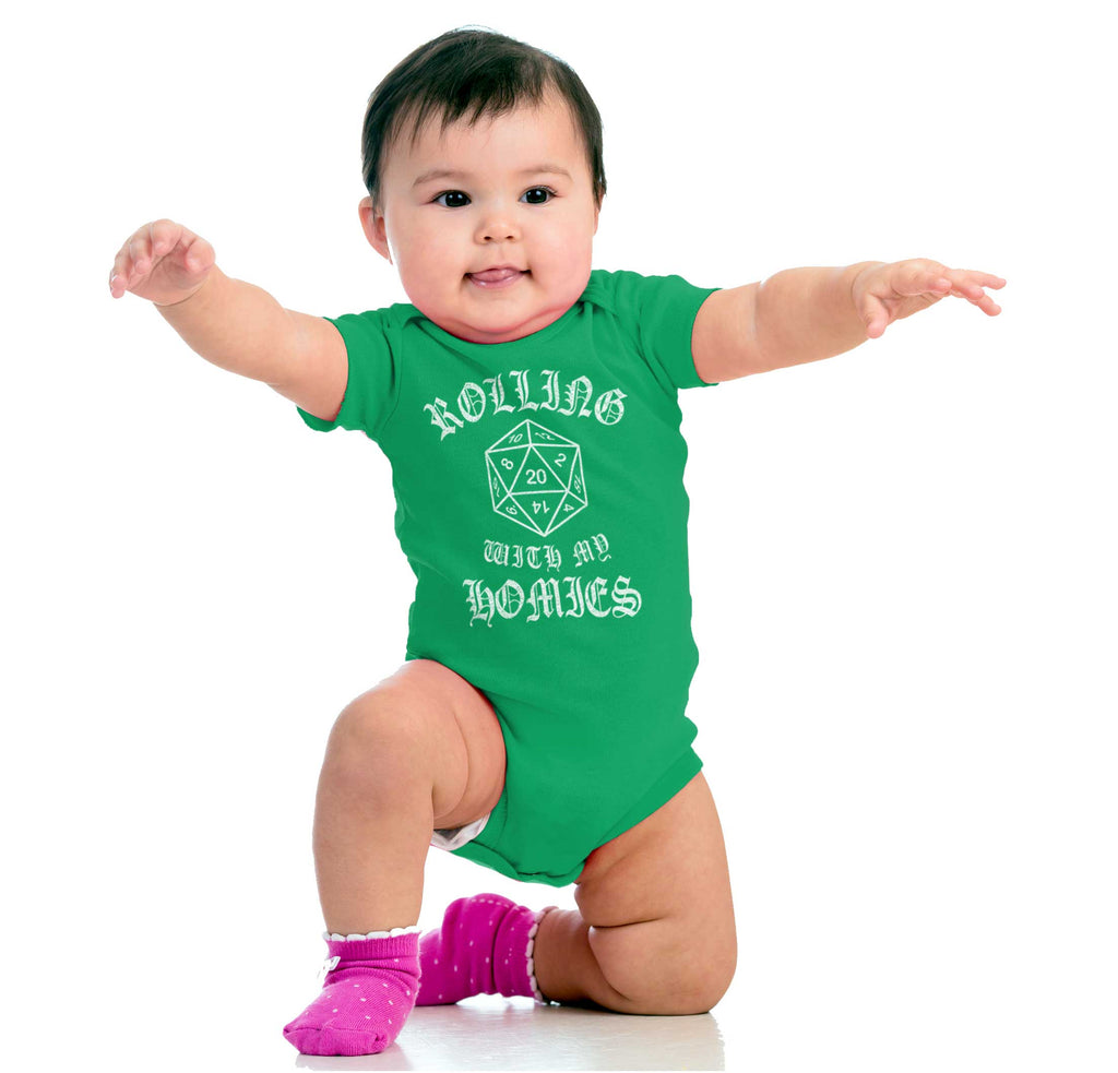 Rolling With My Homies Dungeons Romper Bodysuit-Direct To Garment Print-Brisco Baby