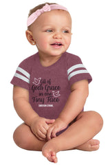 Gods Grace Tiny Face Football Romper Bodysuit-Direct To Garment Print-Brisco Baby