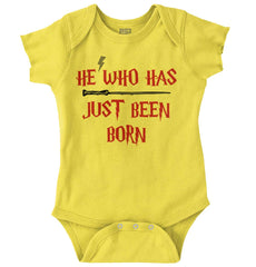 He Who Just Been Born Romper Bodysuit-Direct To Garment Print-Brisco Baby