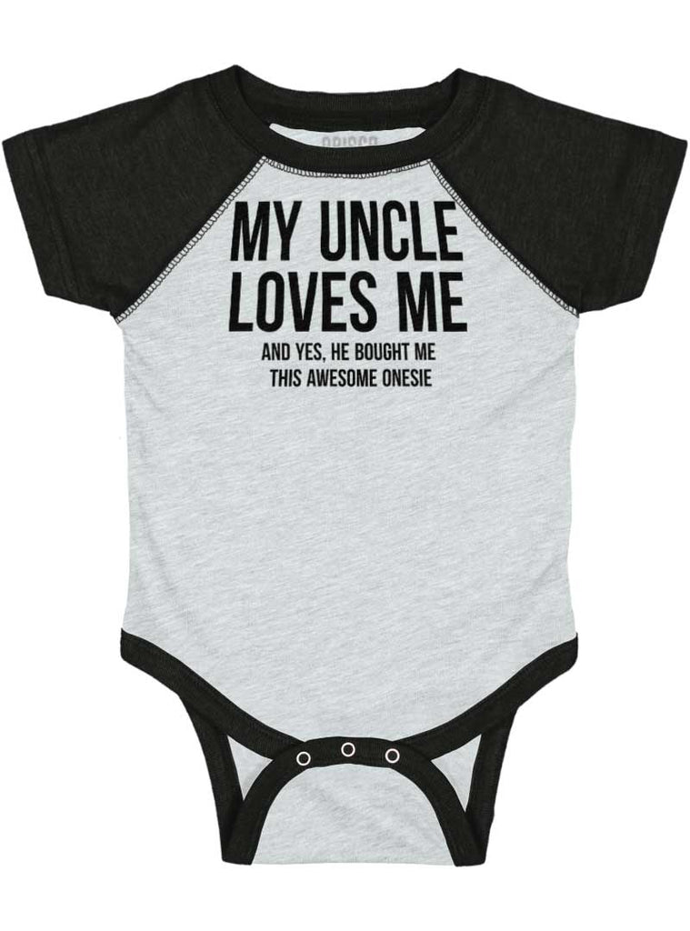 Uncle Loves Me Bough Raglan Romper Bodysuit-Direct To Garment Print-Brisco Baby