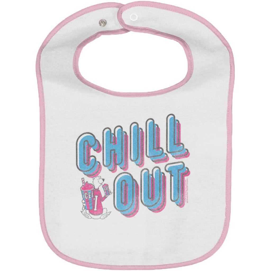 Retro Chill Trimmed White Snap Bib-Direct To Garment Print-Brisco Baby