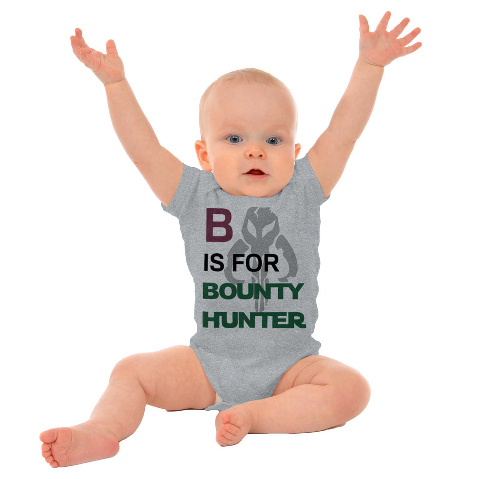 B Is For Bounty Hunter Romper Bodysuit-Direct To Garment Print-Brisco Baby