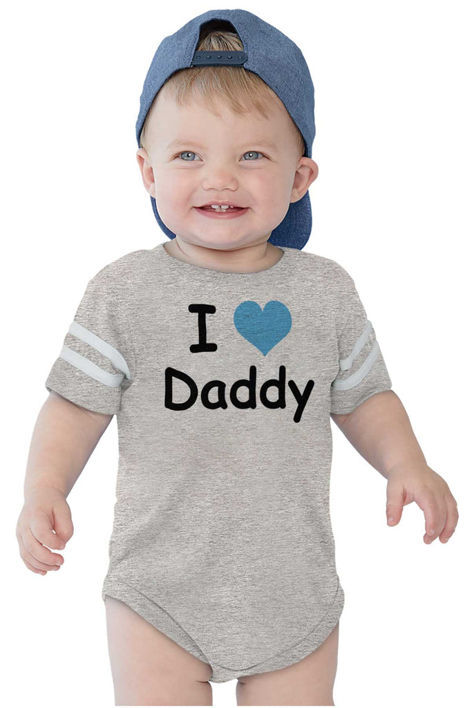 I Heart Daddy Football Romper Bodysuit-Direct To Garment Print-Brisco Baby