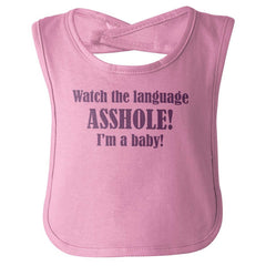 Watch The Language Infant Baby Bib-Direct To Garment Print-Brisco Baby