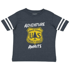Adventure Awaits Toddler Football Jersey Tee-Direct To Garment Print-Brisco Baby