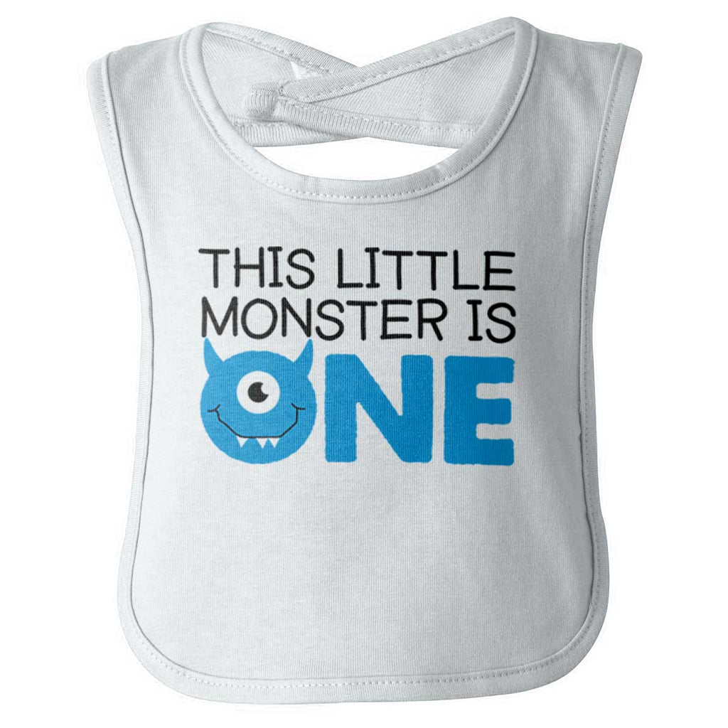 Little Monster Is On Infant Baby Bib-Direct To Garment Print-Brisco Baby