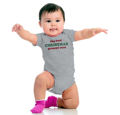Best Christmas Present Romper Bodysuit-Direct To Garment Print-Brisco Baby