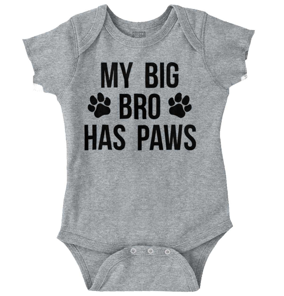 My Big Bro Has Paws Romper Bodysuit-Direct To Garment Print-Brisco Baby