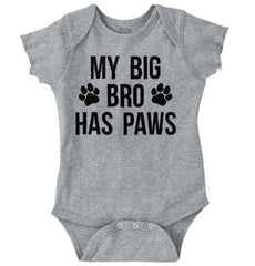 My Big Bro Has Paws Romper Bodysuit-Direct To Garment Print-Brisco Baby