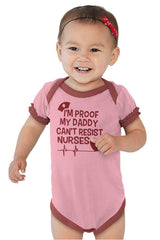 Can't Resist Nurses Baby Ruffled Trim Romper-Direct To Garment Print-Brisco Baby