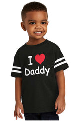 I Heart Daddy Toddler Football Jersey Tee-Direct To Garment Print-Brisco Baby