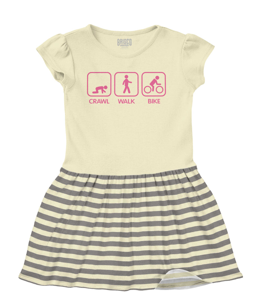 Crawl Walk Bike Baby Striped Skirt Dress-Direct To Garment Print-Brisco Baby
