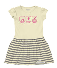 Crawl Walk Bike Baby Striped Skirt Dress-Direct To Garment Print-Brisco Baby