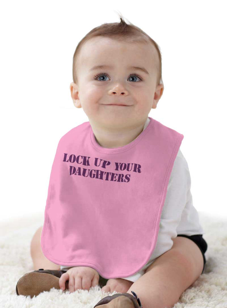 Lock Up Daughters Infant Baby Bib-Direct To Garment Print-Brisco Baby