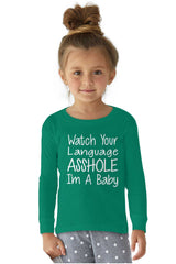 Watch The Language Solid Baby Pajama Top-Direct To Garment Print-Brisco Baby