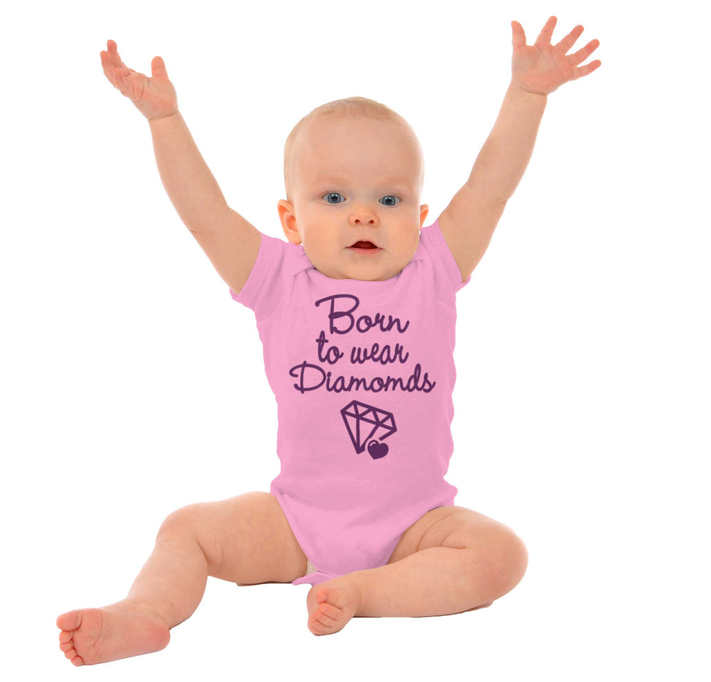 Born To Wear Diamond Romper Bodysuit-Direct To Garment Print-Brisco Baby