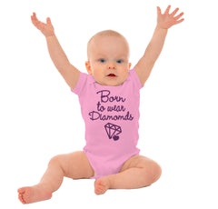 Born To Wear Diamond Romper Bodysuit-Direct To Garment Print-Brisco Baby