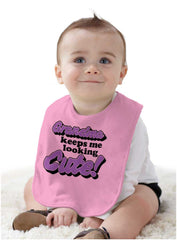 Grandma Keeps Me Cute Infant Baby Bib-Direct To Garment Print-Brisco Baby