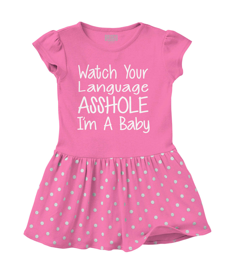 Watch The Language Baby Polka Dot Skirt Dress-Direct To Garment Print-Brisco Baby
