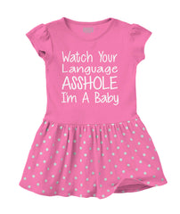 Watch The Language Baby Polka Dot Skirt Dress-Direct To Garment Print-Brisco Baby