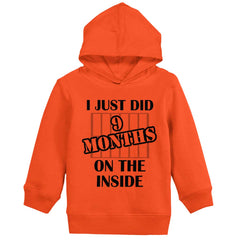 9 Months On The Inside Toddler Pullover Hoodie-Direct To Garment Print-Brisco Baby