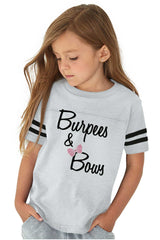 Burpees and Bows Toddler Football Jersey Tee-Direct To Garment Print-Brisco Baby