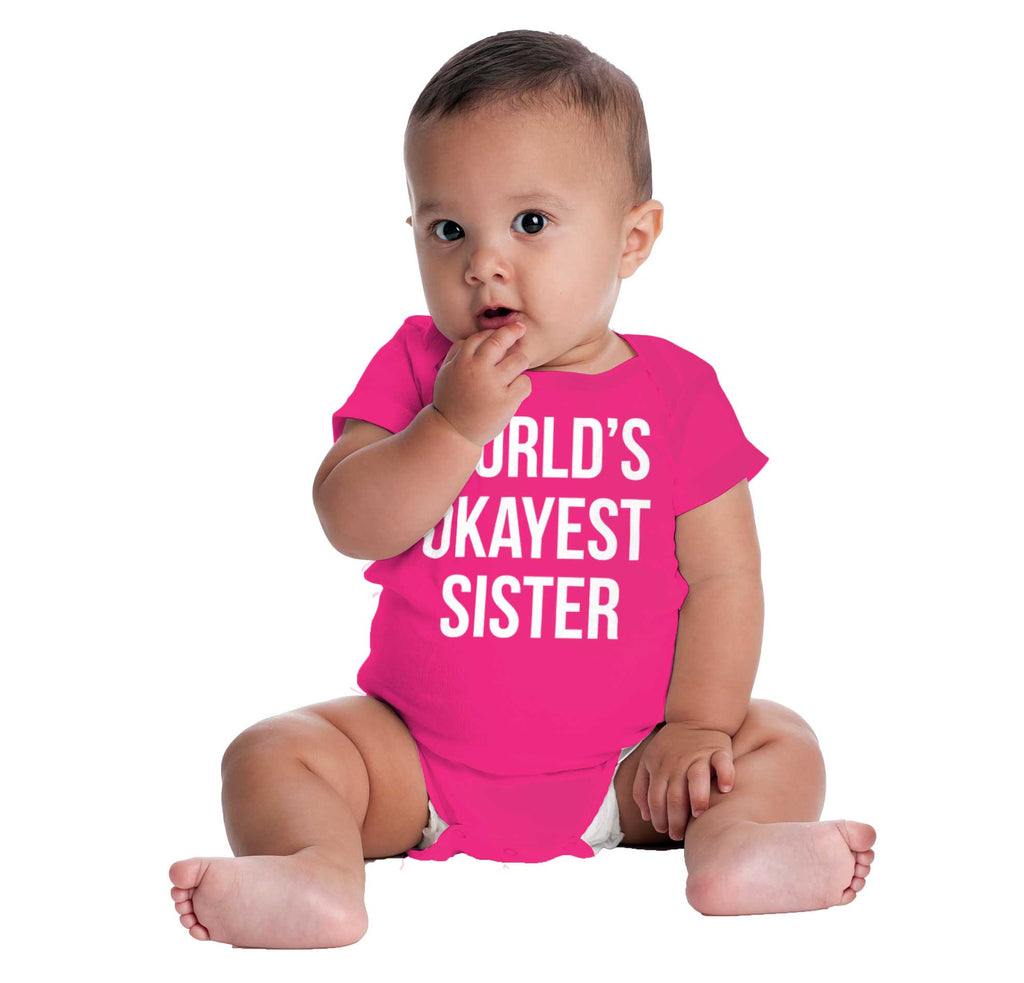 World's Okayest Sister Romper Bodysuit-Direct To Garment Print-Brisco Baby