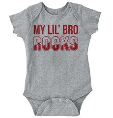 My Lil' Bro Rocks Romper Bodysuit-Direct To Garment Print-Brisco Baby