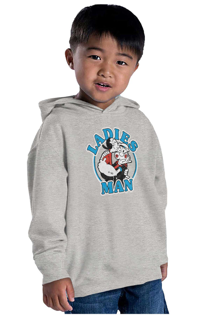 Ladies Man Toddler Pullover Hoodie-Direct To Garment Print-Brisco Baby