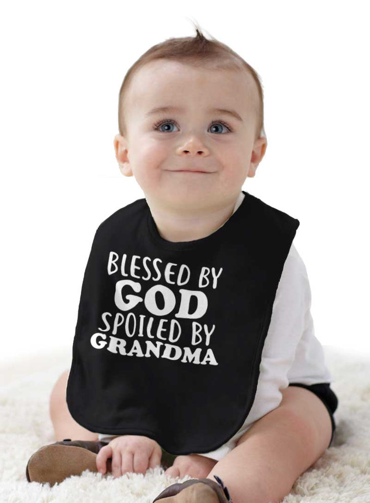 Blessed By God Spoiled By Grandma Infant Baby Bib-Direct To Garment Print-Brisco Baby