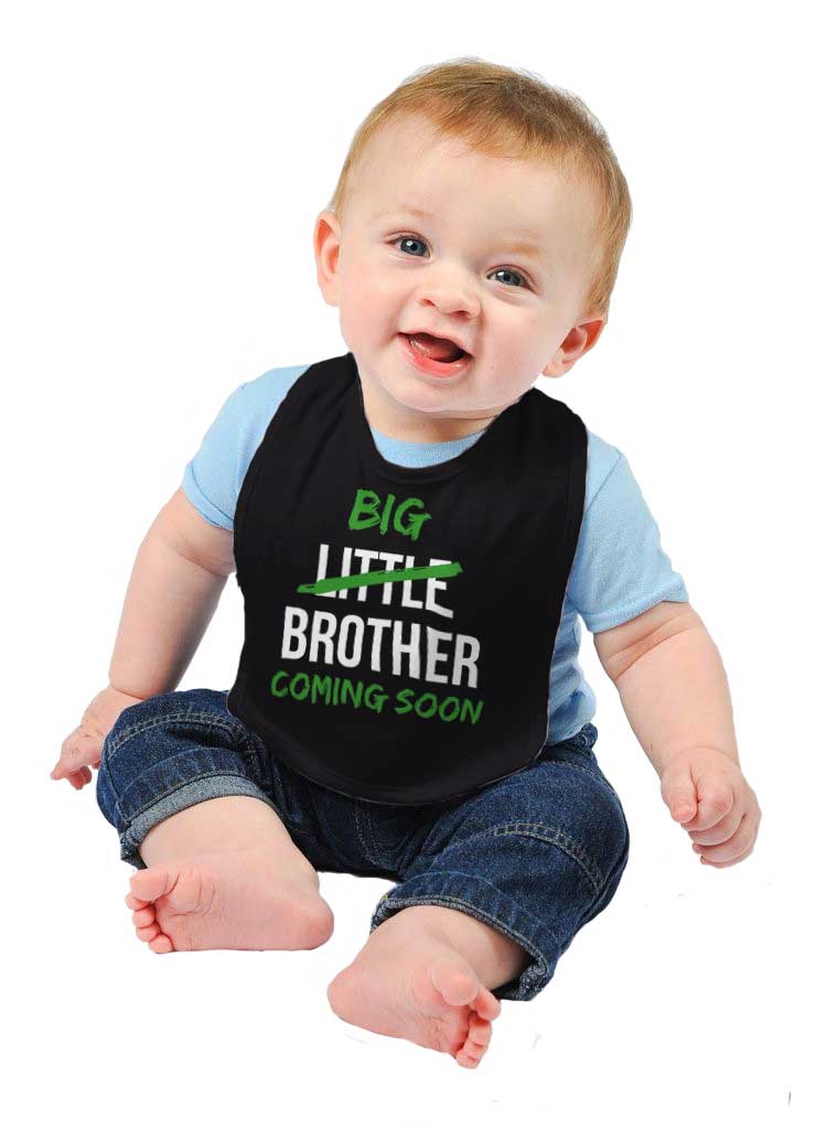 Big Brother Coming Soon Infant Baby Bib-Direct To Garment Print-Brisco Baby