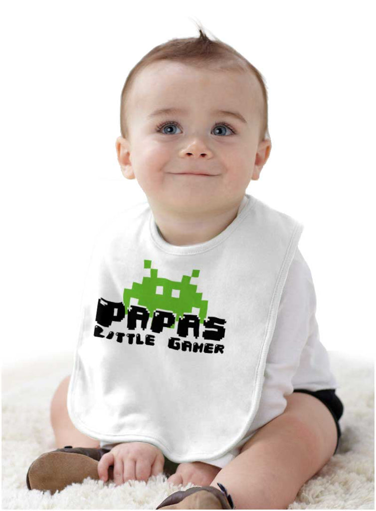 Papa's Little Gamer Infant Baby Bib-Direct To Garment Print-Brisco Baby