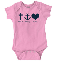 Faith Anchor Love Romper Bodysuit-Direct To Garment Print-Brisco Baby