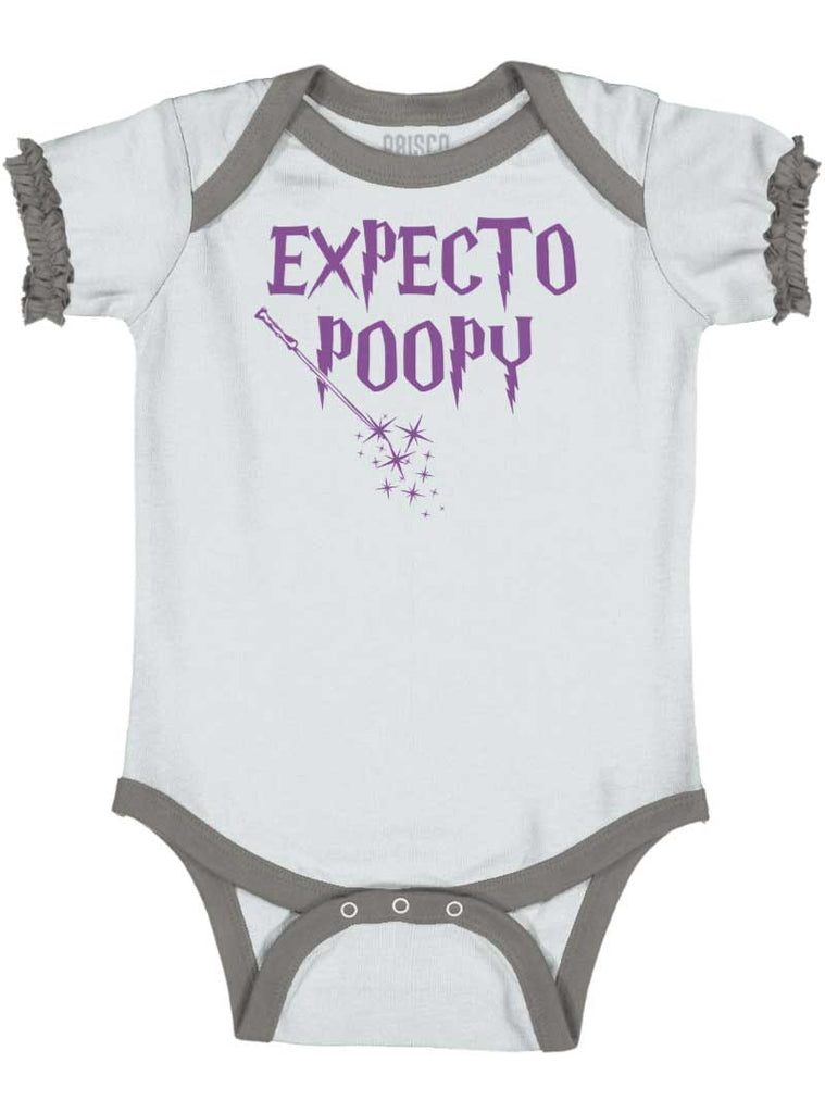Expecto Poopy Baby Ruffled Trim Romper-Direct To Garment Print-Brisco Baby