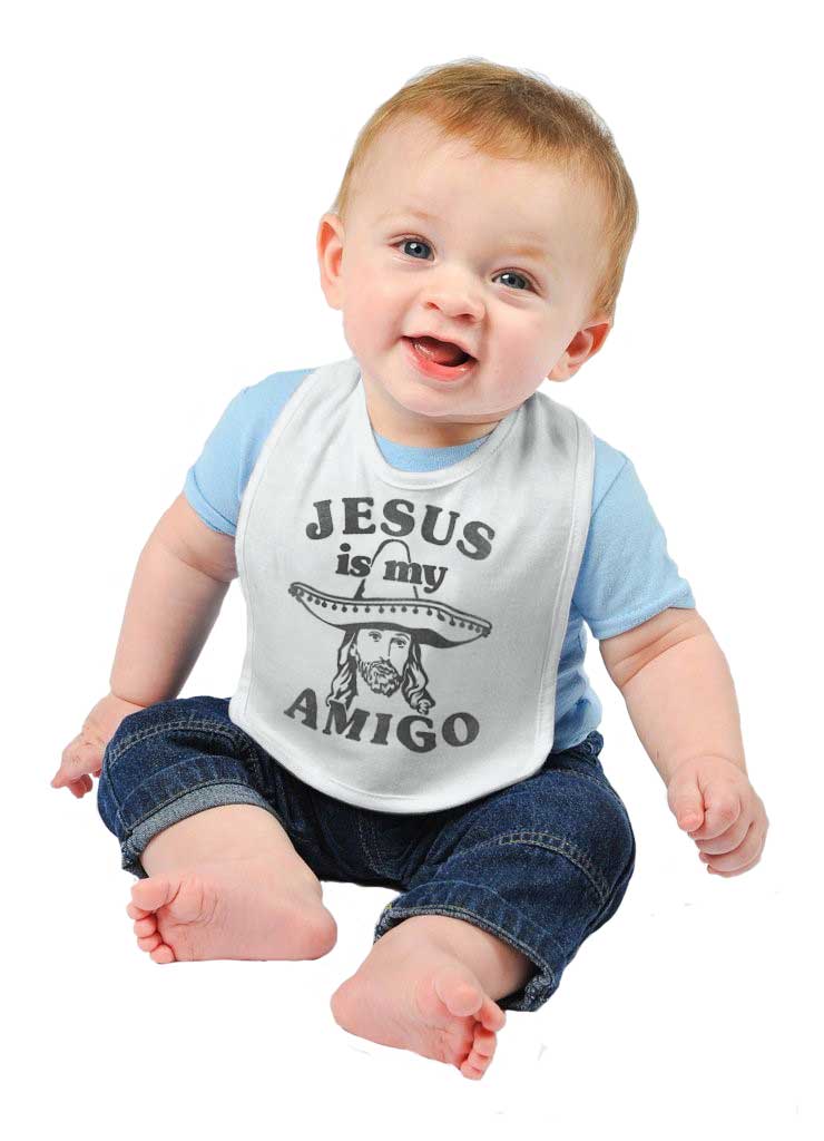 Amigo Jesus Infant Baby Bib-Direct To Garment Print-Brisco Baby