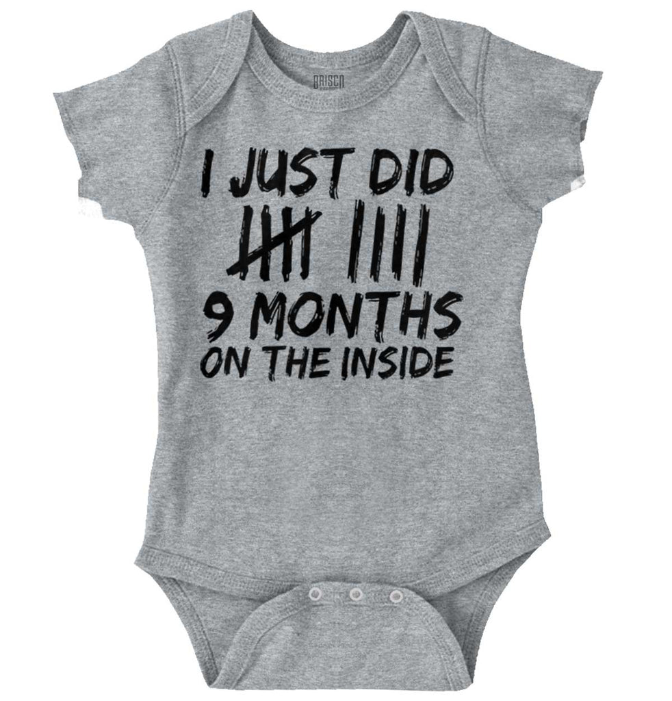 9 Months Inside Romper Bodysuit-Direct To Garment Print-Brisco Baby