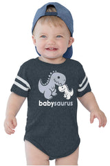 Babysaurus Rex Football Romper Bodysuit-Direct To Garment Print-Brisco Baby