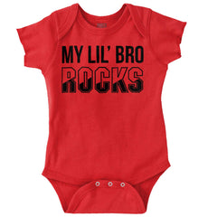 My Lil' Bro Rocks Romper Bodysuit-Direct To Garment Print-Brisco Baby