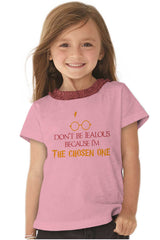 Jealous Of Chosen One Toddler Ruffled Trim T-Shirt-Direct To Garment Print-Brisco Baby