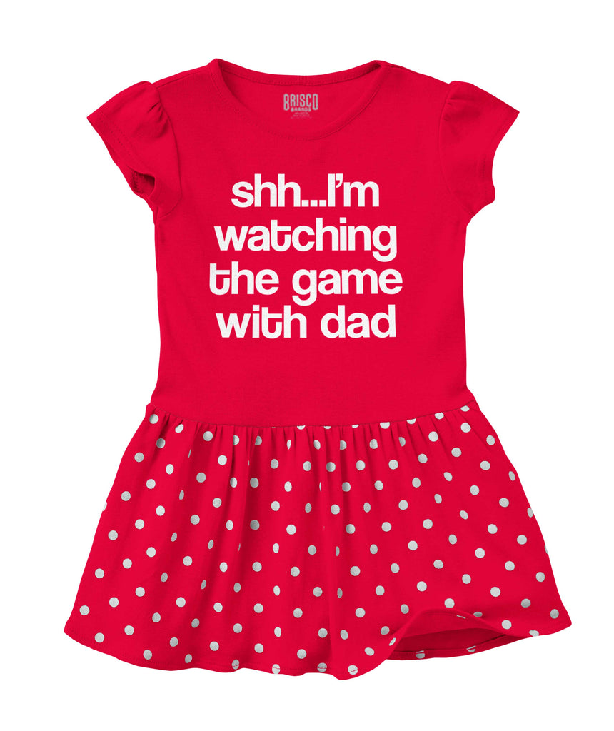 Watching the Game Baby Polka Dot Skirt Dress-Direct To Garment Print-Brisco Baby