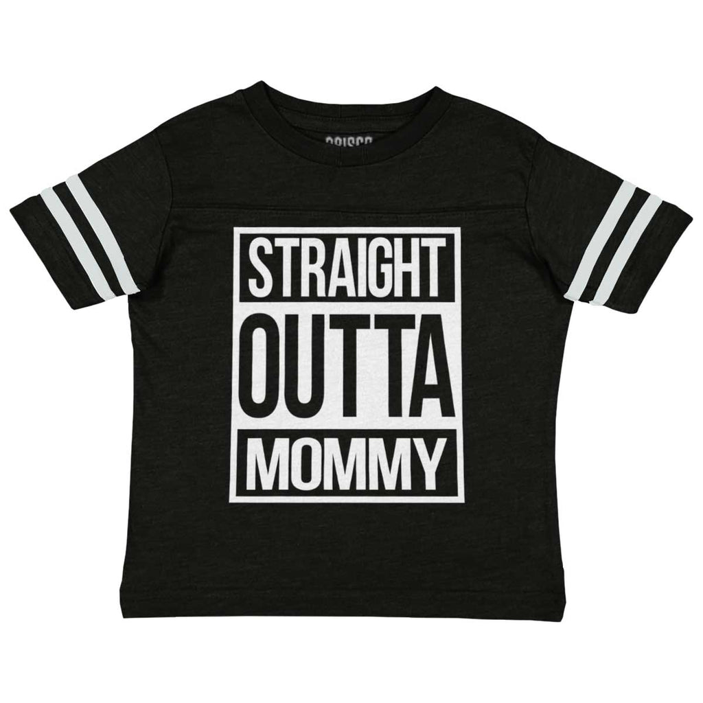 Straight Outta Mommy Toddler Football Jersey Tee-Direct To Garment Print-Brisco Baby
