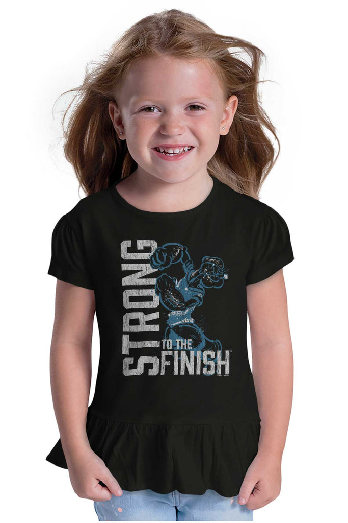 Popeye Muscles Toddler Ruffle Bottom Tee-Direct To Garment Print-Brisco Baby