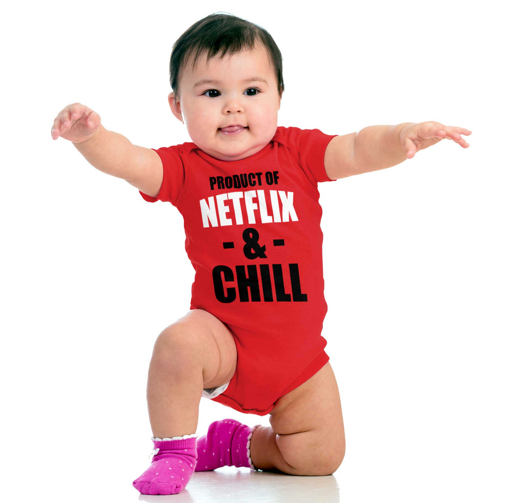Netflix & Chill Romper Bodysuit-Direct To Garment Print-Brisco Baby